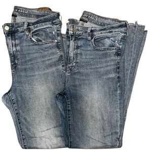 2 Pairs American Eagle Festival Flare Hi-Rise Distressed Jeans